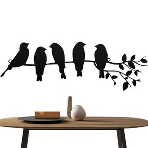 Autres fournitures de fête d'événement Décoration murale d'oiseau en métal Art Humming Bird Picking Wall Art Affiches et impressions abstraites Images murales pour balcon jardin maison 230823