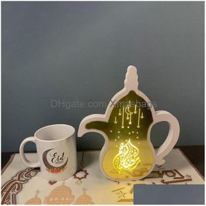 Autres événements Fournitures de fête Décor musulman Eid Mubarak LED Lanterne Théière Camel Ornement Ramadan Festival Artisanat Décoration pour Dhcy7