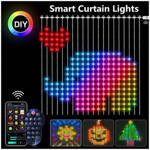 Autres fournitures de fête d'événement Smart LED Rideau Lights DIY RGB Fairy Garland 400LEDs String Bluetooth APP Control pour Mall Chambre Mariage Noël 231019