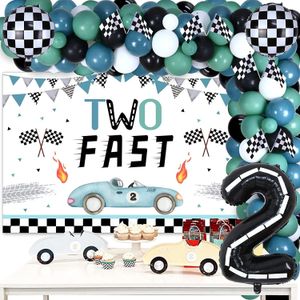 Autres fournitures de fête d'événement Sursurprise Two Fast Boy 2ème décorations d'anniversaire Kit de guirlande de ballons de voiture de course vintage Toile de fond Lets Go Racing Party Supplies 230309