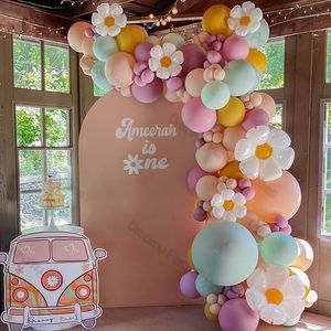 Autres fournitures de fête d'événement Deux ballons Groovy Arch Kit Daisy Flower Balloon Garland Kid Fairy First Birthday Décoration Baby Shower Mariage 230504
