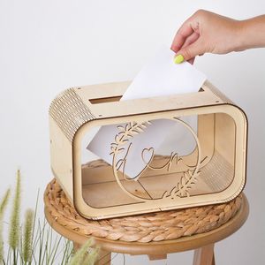 Otros suministros para fiestas de eventos Caja de tarjeta de boda Caja de recuerdo personalizada Caja de sobre de madera Caja de dinero para boda Regalos de boda personalizados Decoración de boda rústica 230516