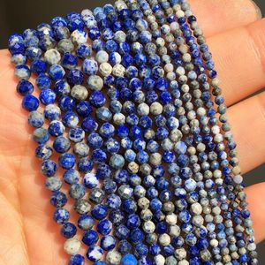 Otras cuentas de piedra natural lapislázuli facetada joya para joyas que hacen collar de bricolaje de bricolaje suelto de 15 pulgadas 2 3 4 mm al por mayor wynn22