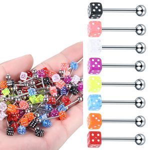 Autres accessoires de mode 80pcslot Steel Lucky Dice Langue Barbell Stud Piercing Bague Punk Lot Labret Lip Piercings Bijoux 14G 231208