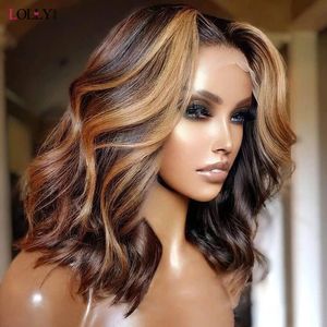 Otros accesorios de moda Peluca corta Bob barata Pelucas de cabello humano para mujeres Peluca destacada Pelucas de cabello humano Pelucas de encaje con parte media onduladas pre arrancadas 8-16 pulgadas