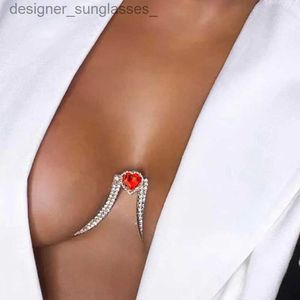 Autres accessoires de mode Stonefans Red Heart Bra Chain Bo Bijoux Femmes Cristal Support Poitrine Plage Sous-Vêtements Bijoux Danse Bijoux Bosuit ClothesL231215