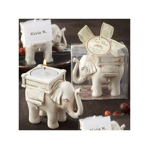 Autres fournitures de fête festive 50pcs / lot nuptiale de mariage faveur cadeau ivoire amusant éléphant thé bougie bougeoir avec pack élégant DH984