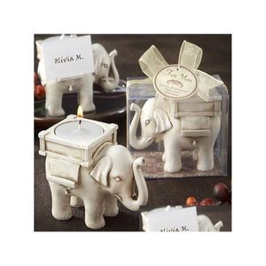 Autres fournitures de fête festive 50pcs / lot nuptiale de mariage faveur cadeau ivoire amusant éléphant thé bougie bougeoir avec élégant Pa Dhcfp