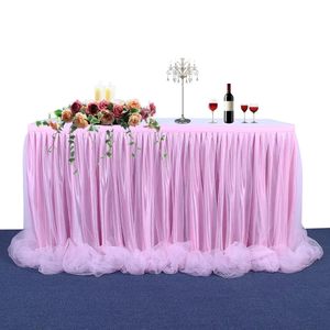 Otros suministros festivos para fiestas 6 pies de tul rosa tutú falda de mesa mantel para dulce baby shower niña género revelar unicornio fiesta de cumpleaños pastel decoración de mesa 231019