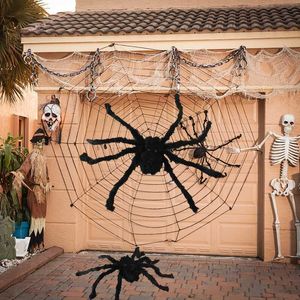 Autres fournitures de fête festives Noir Blanc Halloween Toile d'araignée géante Toile d'araignée extensible pour la maison Bar Maison hantée Accessoires effrayants Horreur Halloween Décorations de fête L0823