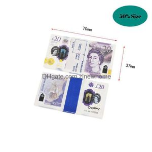 Autre fête des fêtes fournit de l'argent de l'argent drôle jouet réaliste du Royaume-Uni Pounds Copie GBP British English Bank 100 10 Notes Perfect for Movie Dhenu