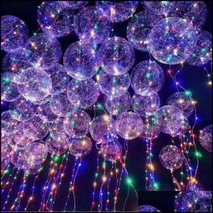 Autres fournitures de fête festive Accueil Gardenround Ballon à air MTI Couleur avec chaîne lumineuse Ballon à air lumineux 18 pouces LED Ballons transparents