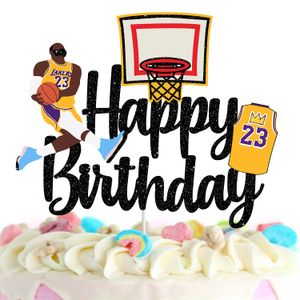 Autres fournitures de fête de fête L Basketball Cake Topper Boy Girl Joyeux anniversaire Star Décorations à thème Black Glitter Drop Deli Mxhome Am70T