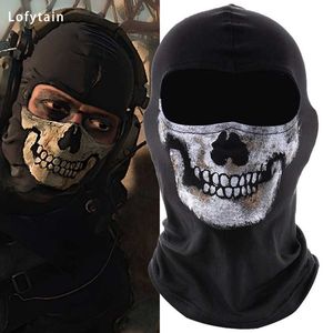 Autres fournitures de fête festives Lofytain COD MW2 Ghost Skull Balaclava Ghost Simon Riley Face War Game Cosplay Masque Protection Skull Pattern Balaclava Mask L111