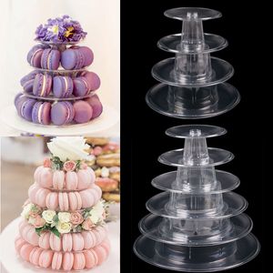 Autres fournitures de fête de fête Macarons Afficher le support de gâteau en plastique Stand de dessert plateau plateau rayon de mariage table de décoration baby shower anniversaire favori 230209