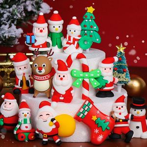 Otros suministros festivos para fiestas resina árbol de Navidad Santa Claus ciervo pastel Topper año decoración DIY hornear 2022 Navidad postre Cupcake