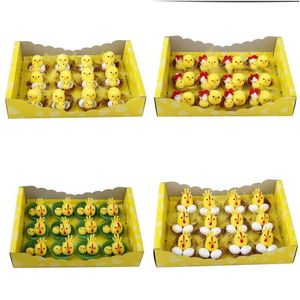 Otros suministros festivos para fiestas Simation Easter Chick Yellow Mini Lovely Artificial Home Decoration Toys Plush Chicken Gift para niños Dhkfp