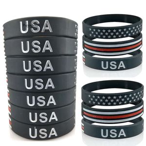 Autres fournitures de fête festives USA Blue Line Bracelets Bracelets en silicone 0418