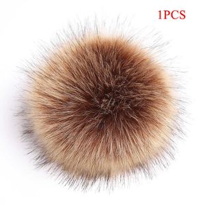 Other Fluffy Fox Fur Pompoms with Button 8CM DIY Pom Poms Balls Faux Pompon For Scarves Hats Bags cessories Wholesale Y2210