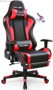 Autres meubles Chaise de jeu avec haut-parleurs de repose-pieds Chaise de jeu vidéo Bluetooth Musique Chaise de bureau d'ordinateur ergonomique robuste Rouge Q240130
