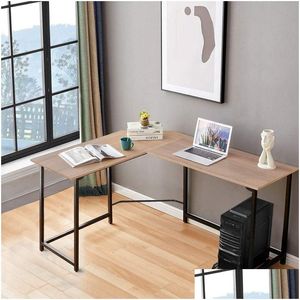 Autres meubles Bureau d'ordinateur en forme de meuble avec CPU Stand PC PC Study Study Writing Table Workstation for Home Office Wood Amp Metal Walnut DHM3W