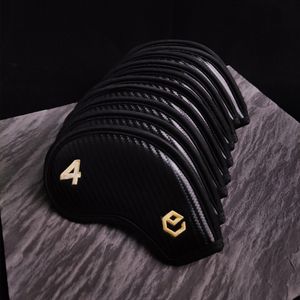Autres produits de golf Ep GOLF IRON Head Covers Black Carbon Texture Durable PU Leather Fit 10 pièces Set Classic Club Covers 230625