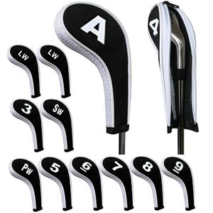 Otros productos de golf Cubierta de cabeza de golf de neopreno de goma de alta calidad de 12 piezas Club de golf Putter de hierro Proteger el número de juego impreso con cremallera Cuello largo 230317