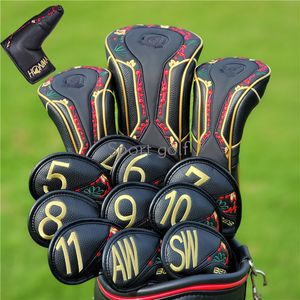 Autres produits de golf S08 Club Driver Fairway Woods Hybrid Putter And Iron Headcover 4 5 6 7 8 9 10 11 Aw Sw For Head Cover 230413