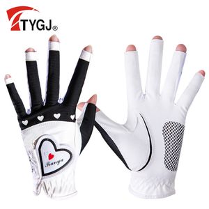 Otros productos de golf TTYGJ Golf Ladies Open Finger Guantes Palma Partículas antideslizantes Manos izquierda y derecha Transpirable Deportes Ciclismo Señoras Golf Wear 230907
