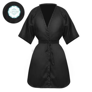 Other Hair Cares Salon Client Gown Robes Cape Cutting Smock for Clients Kimono Style Black Hairdressing 231024