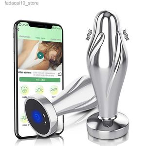 Autres articles de beauté de santé APP Vibrant Métal Anal Plug Vibrateur En Acier Inoxydable Butt Plug pour Femmes Hommes Étanche Gay Anal pour Hommes Q240117