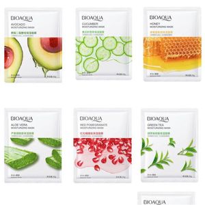 Autres articles de santé et de beauté Concombre Bioaqua Miel de Centella Avocat Feuille de masque facial hydratant Grenade Aloe Plant Masks Drop D Dhqaj