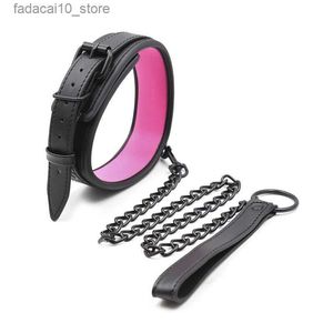 Autres articles de beauté de santé Collier BDSM esclave en cuir avec laisse Jeux pour adultes Bondage Retenue Cou Collier Fétiche Érotique pour Femmes Hommes Q240117