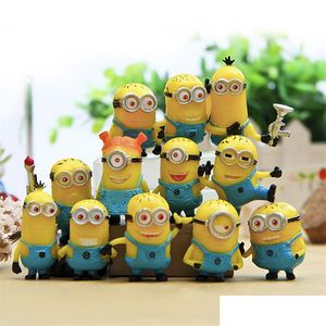 Otra decoración para el hogar 12 unids / set Lindo Encantador Minion Figuras en Miniatura Juguetes Pequeños Figuras de Hombre Amarillo Modelos de Muebles de Escritorio Muñecas de 3 cm K Otixs