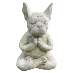 Autre décor à la maison Résine Méditation Statue de chien Ornements Mignon Yoga Pose Figurine de chien Artisanat étanche Cadeau de Noël Décor à la maison pour bureau d'étude x0821