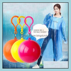 Autre Accueil Jardin Pratique Portable Pluie Ponchos Balle Pour Adts Jetable Extra Épais D'urgence Imperméable Imperméable Colorf Ponch Dhr2U