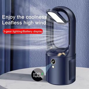 Other Home Garden Electric Bladeless Table Fan Cooler Carga USB Portable Wireless Mini Cooling Ultra Quiet LED Night Light Office Use 230721