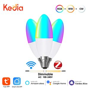 Autre Maison Jardin Kedia Tuya E14 Smart ZigBee WiFi Bougie Ampoule Ampoules Européennes RGB LED WW Lampe Via Life Alexa Google Alice 230807