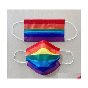 Otro Home Garden Rainbow Mascarilla desechable A prueba de polvo A prueba de humo Transpirable Máscaras protectoras de 3 capas Moda Color no tejido Mo Dhoqr