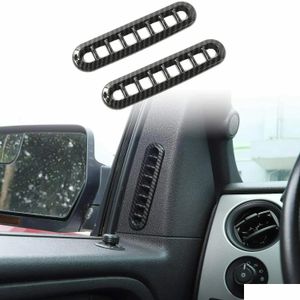 Otros accesorios interiores 2 piezas Puerta de ventilación de aire Anillo de ventilación Decoración Er para Ford F150 Raptor 20092014 Fibra de carbono Entrega de caída Automóviles Dhtdf