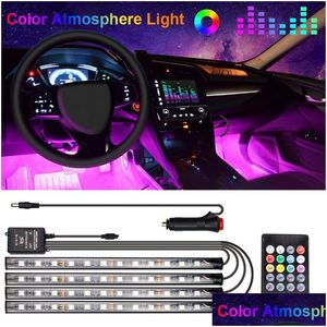 Autres accessoires intérieurs 48 Led Car Foot Light Ambiance Lamp Avec Usb Wireless Remote Music Control Mtiple Modes Motive Decorative Dhlhy