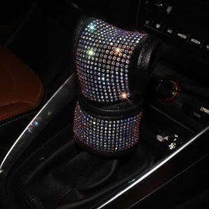 Otros accesorios interiores Diamond Crystal Car Gear Shift Collar Cover Glitter Rhinestones Auto Hand Brake Covers Black Color AccessoriesOth