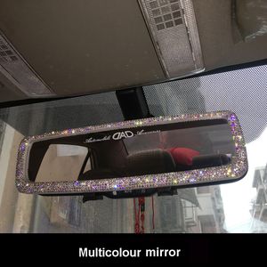 Otros accesorios interiores Rhinestone Coche Retrovisor Espejo Decoración Charm Crystal Bling Diamond Ornamento Vista posterior Cubierta Mujeres Auto AC226P