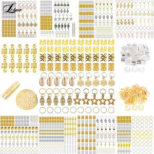 Other Jewelry Sets 5 180pcs Hair Braid Dreadlock Beads Cuffs Clips Spiral Extension for Accessories s Ring Mixing 230422