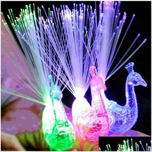 Autres LED Éclairage Finger Light Ring Creative Colorf Peacock Lights Light-Up Jouets pour la fête Cheering Nouveauté Glowing Halloween Drop Dhkqs