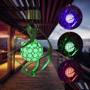 Autres éclairages LED LED Lampes de lumière solaire Hang Ball 7 Couleur Changeante Lumières de jardin Paysage extérieur Lampe de pelouse Mur Drop Livraison Ligh Dhetv