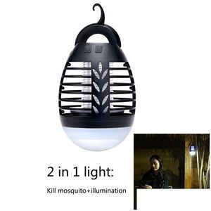 Autres lumières Éclairage Mosquito Killer Fly Bug Catcher Lampe Extérieure Électrique Étanche Été Cam Trap Lanterne USB Charge Anti Drop Dhkae