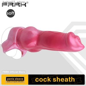 Otros artículos de masaje FRRK Soft Fantasy Dog Knot Falso Pene Cock Set Silicona Dragón Rojo Pene Funda Dick Expander Juguete Sexual Masculino Q240329