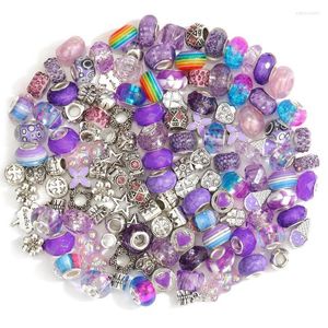 Autres mélanges de 160 pièces en acrylique/résine/métal/émail, perles à grand trou, vente en gros, pour la fabrication de bijoux, bricolage, bracelet à breloques européen Edwi22