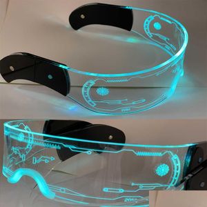 Otros accesorios de motocicleta Gafas con luz LED Inalámbrico Luminoso Con lente oscura Resplandor Traje de fiesta Gafas de sol Bar Club Ktv Disco Dhprf